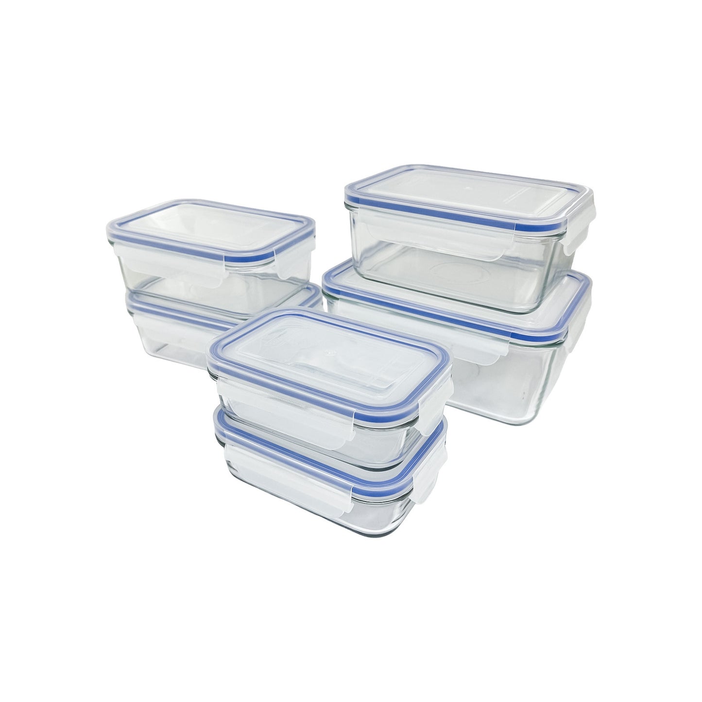 Glasslock  Classic Tempered Glass Set of 6 Different Sized Containers