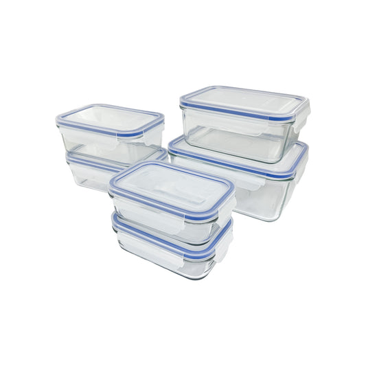 Glasslock  Classic Tempered Glass Set of 6 Different Sized Containers