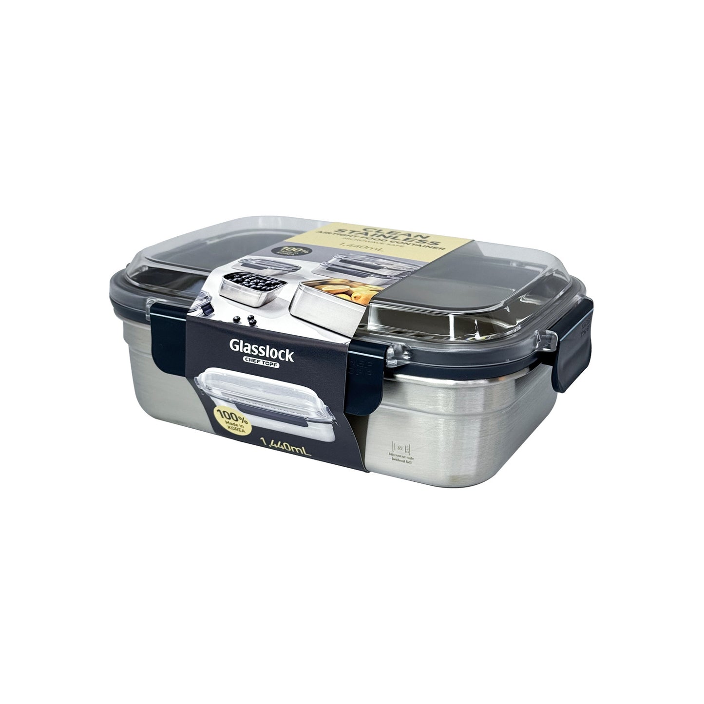 Glasslock ChefTopf Stainless Steel Food Storage Rectangular Container 1440ml