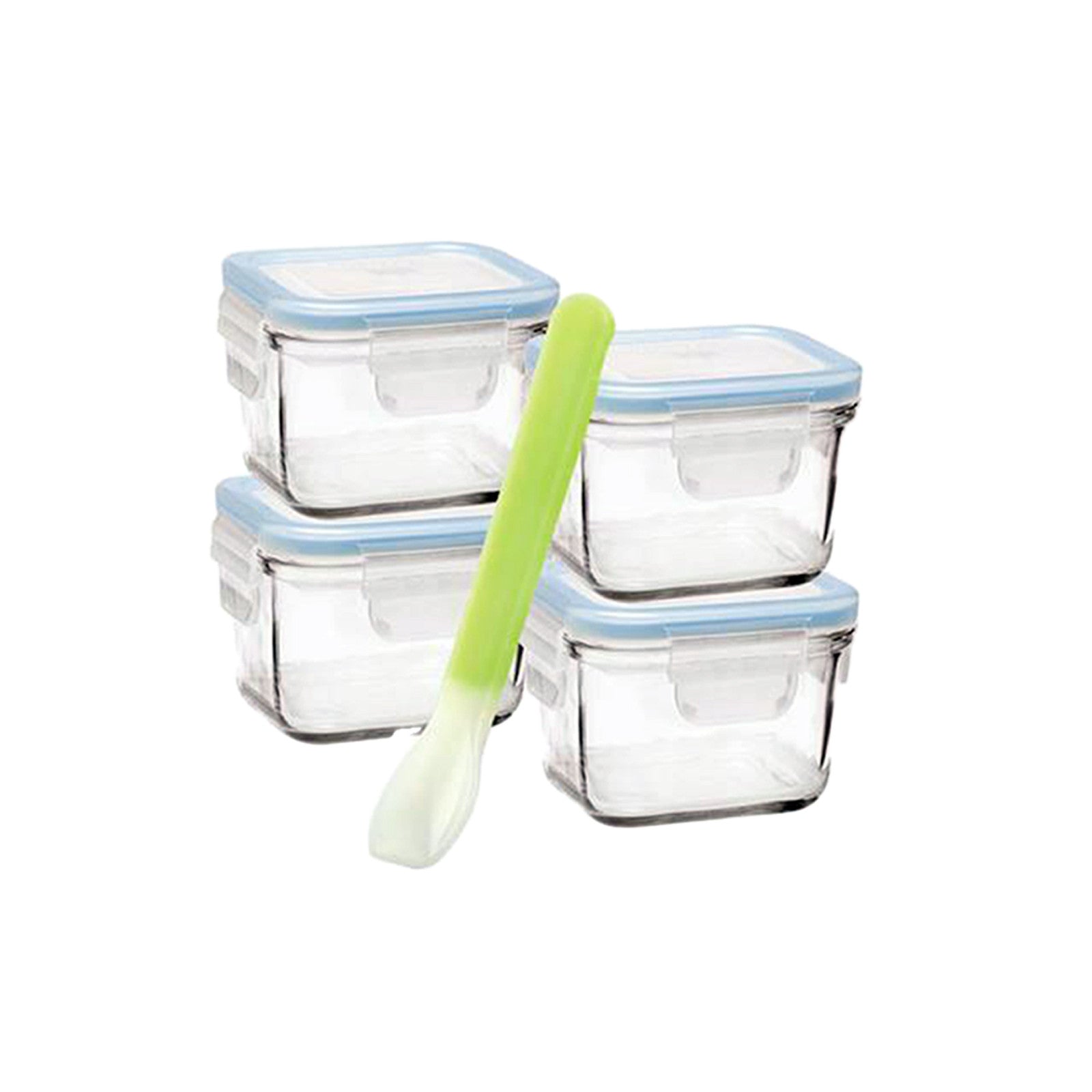 28097*2 Glasslock Tempered Glass 2 Set of 210ml 4pc Square Baby Container