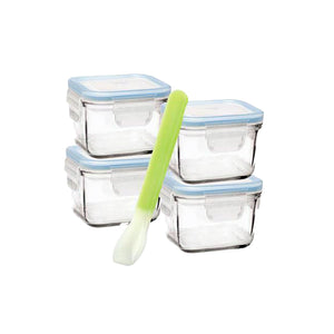 28097*2 Glasslock Tempered Glass 2 Set of 210ml 4pc Square Baby Container