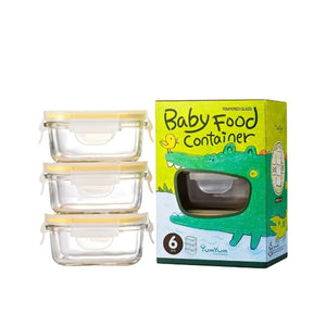 Glasslock Classic Tempered Glass 150ml 3pc Baby Food Container Set Rectangle