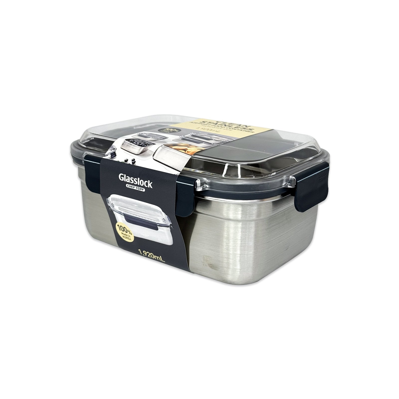 Glasslock ChefTopf Stainless Steel Food Storage Rectangular Container 1920ml