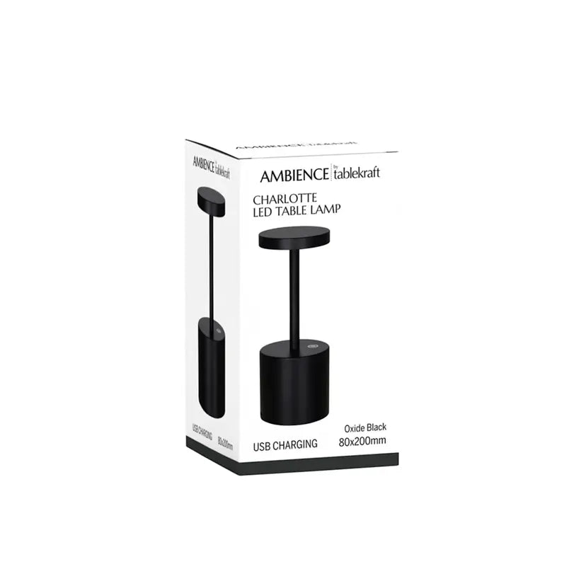 Tablekraft Ambience Charlotte Rechargeable Cordless LED Table Lamp - 5200mAh