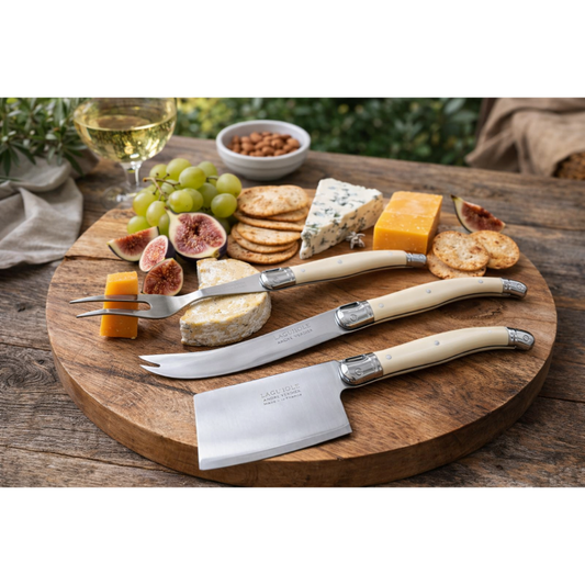 André Verdier Laguiole Debutant Ivory Cheese Set with Fork - 3 Piece
