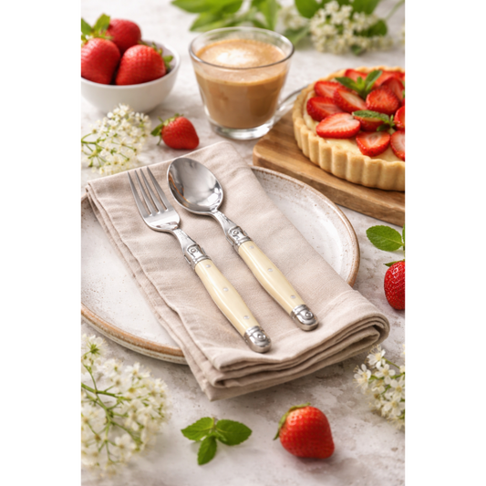 André Verdier Laguiole Debutant Ivory Dessert Cutlery - 2 Piece