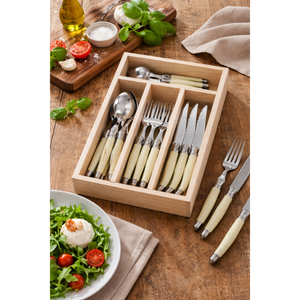 André Verdier Laguiole Debutant Ivory Cutlery Set with Tray - 24 Piece