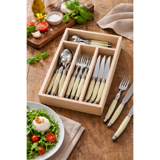 André Verdier Laguiole Debutant Ivory Cutlery Set with Tray - 24 Piece