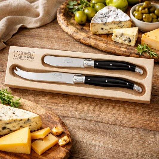 André Verdier Laguiole Debutant Black Cheese Set - 2 Piece