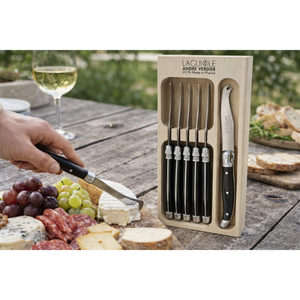 André Verdier Laguiole Debutant Black Small Cheese Knife - 6 Piece