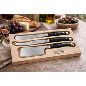 André Verdier Laguiole Debutant Black Cheese Set with Sandwich Knife - 3 Piece