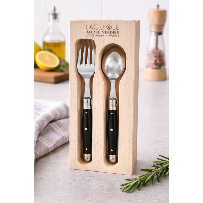 André Verdier Laguiole Debutant Black Dessert Cutlery - 2 Piece