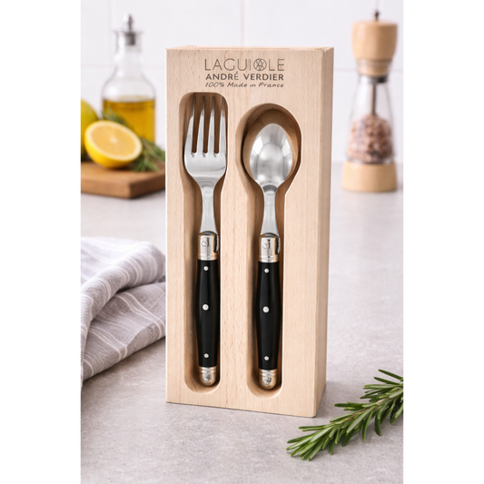 André Verdier Laguiole Debutant Black Dessert Cutlery - 2 Piece