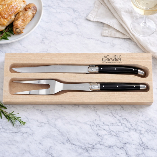 André Verdier Laguiole Debutant Black Carving Set - 2 Piece