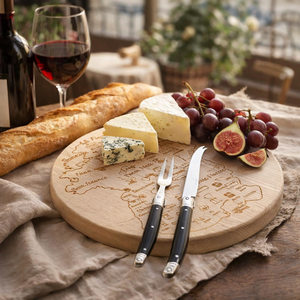 André Verdier Laguiole Debutant Black Cheese Set with Board - 3 Piece