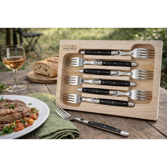 André Verdier Laguiole Debutant Black Dinner Fork - 6 Piece