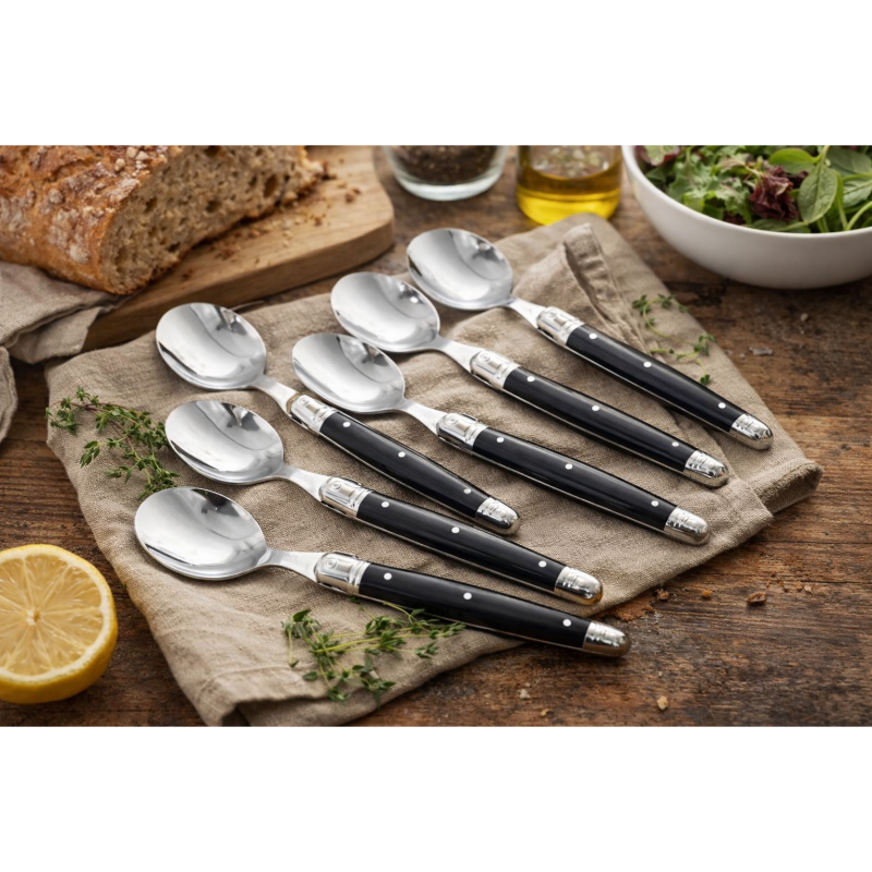 André Verdier Laguiole Debutant Black Soup Spoon - 6 Piece