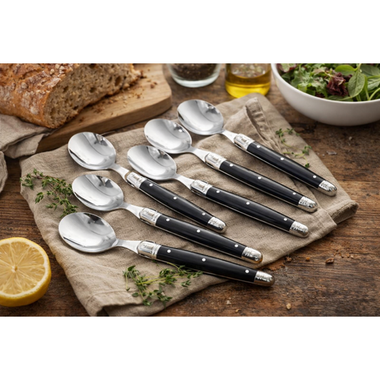 André Verdier Laguiole Debutant Black Soup Spoon - 6 Piece