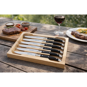 André Verdier Laguiole Debutant Black Dessert Knife - 6 Piece