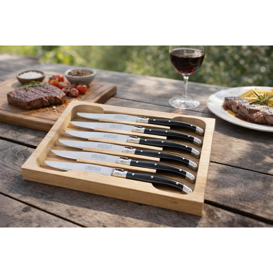 André Verdier Laguiole Debutant Black Dessert Knife - 6 Piece