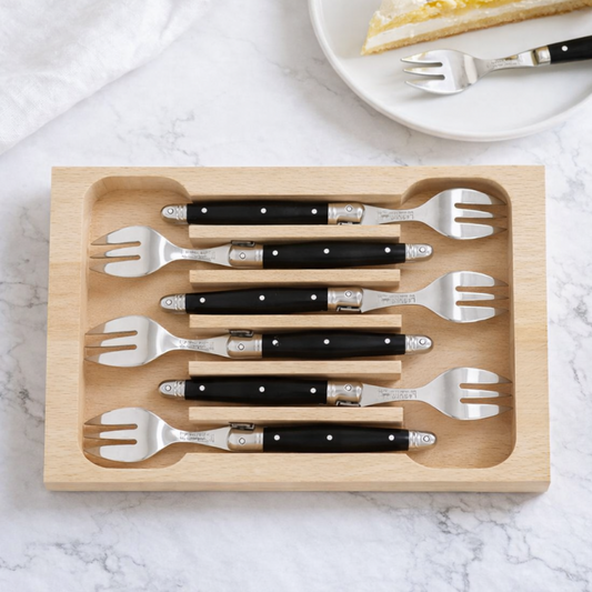 André Verdier Laguiole Debutant Black Cake Fork - 6 Piece