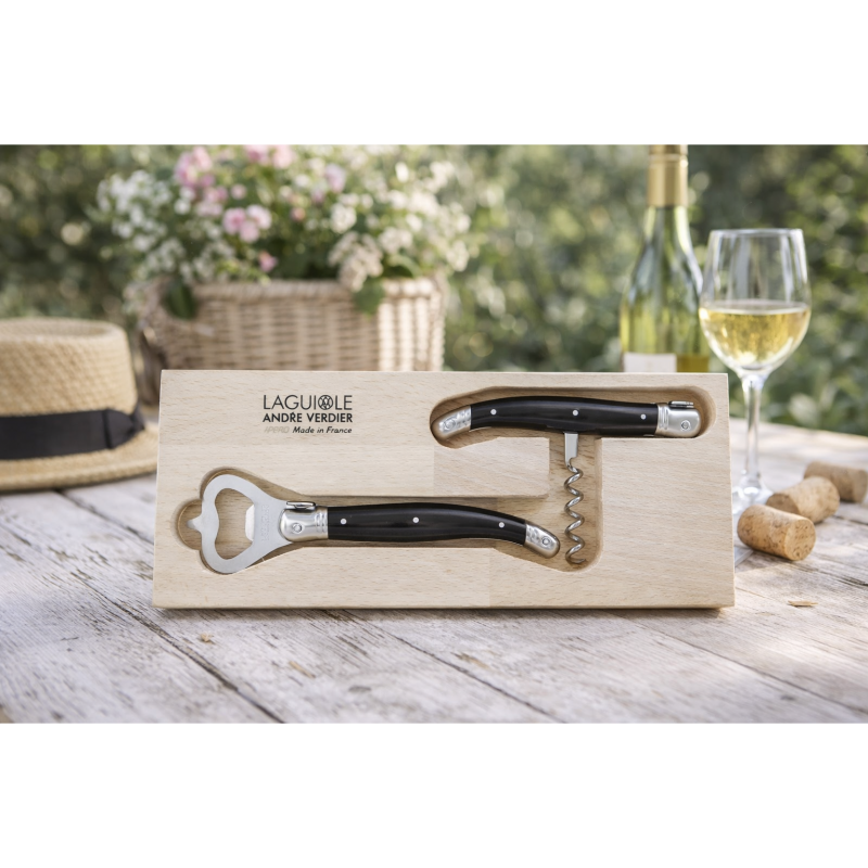 André Verdier Laguiole Debutant Black Apero Corkscrew & Bottle Opener