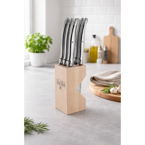 André Verdier Laguiole Debutant Inox Steak Knife with Block - 6 Piece