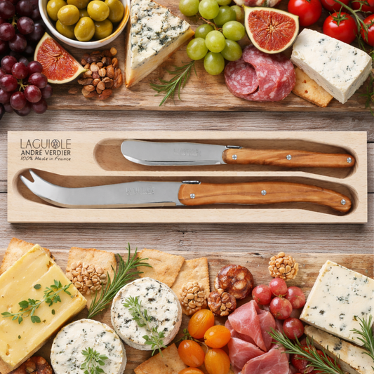 André Verdier Laguiole Debutant Olive Wood Cheese Set - 2 Piece