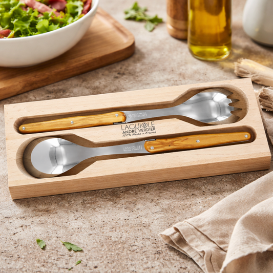 André Verdier Laguiole Debutant Olive Wood Salad Set - 2 Piece