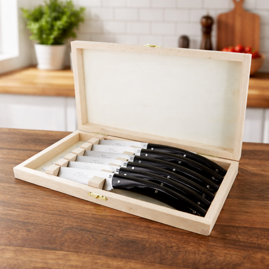André Verdier Le Thiers Elegance Black Steak Knife - 6 Piece