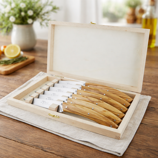 André Verdier Le Thiers Elegance Olive Wood Steak Knife - 6 Piece