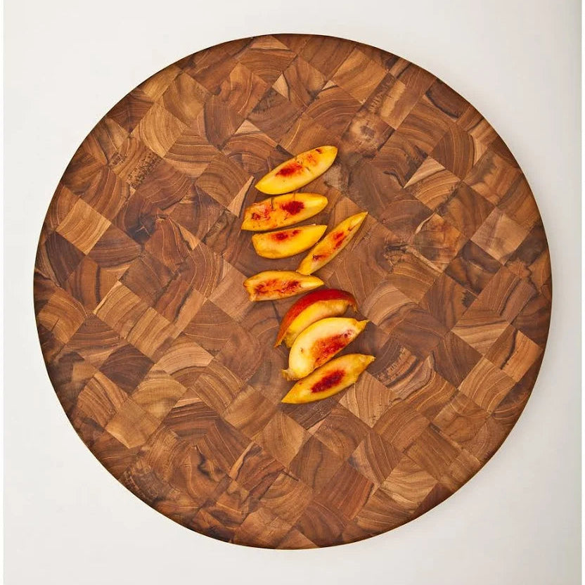 TeakHaus Butcher Block Teak End Grain Carving and Cutting Board Round 45.5×5.1cm