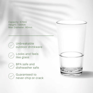 D-Still Essentials Polycarbonate Highball Beer - W&M Certified, Nucleated, 570ml , Box of 4