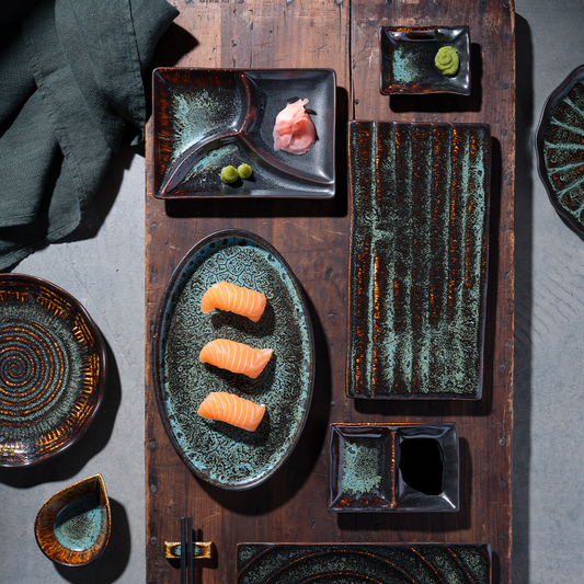 Tablekraft Fusion Sushi Plate - 282x150mm, Patina , Box of 4