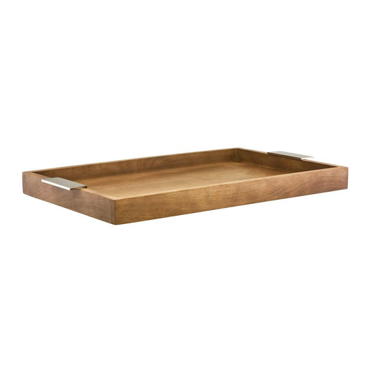 Chef Inox Room Service Tray Mangowood with Aluminium Handles 620x400x50mm - Kitchenly