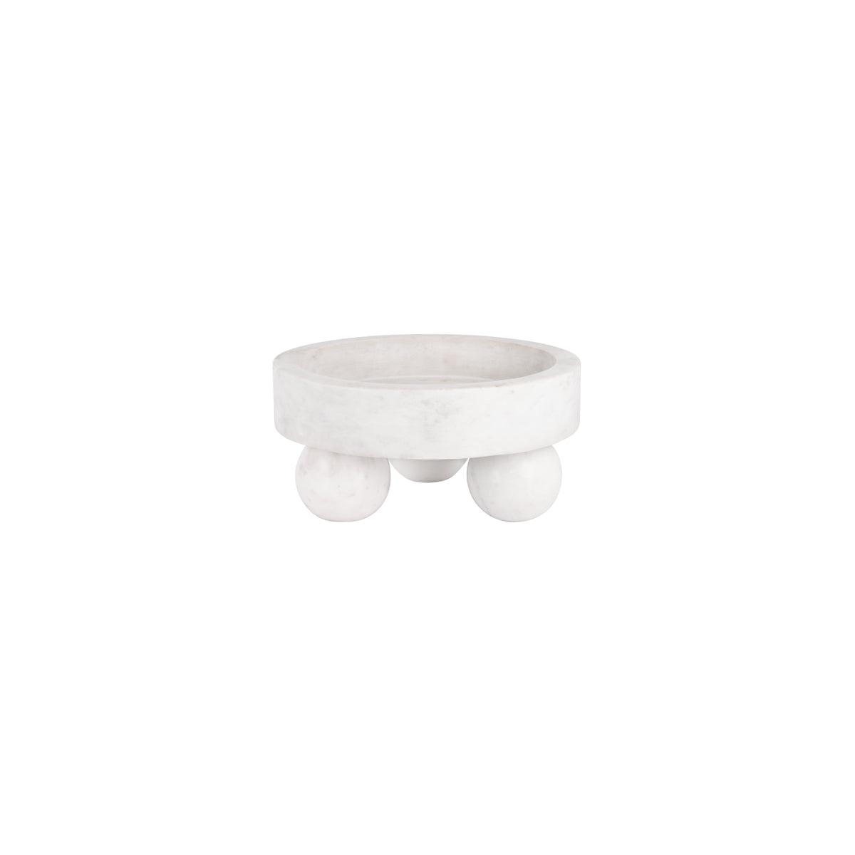 Chef Inox Serve White Marble Round Display Bowl with Large Ball Feet 250x118mm - Kitchenly