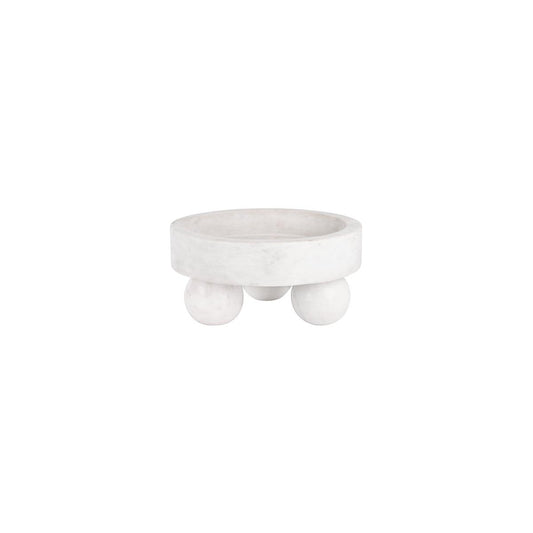 Chef Inox Serve White Marble Round Display Bowl with Large Ball Feet 250x118mm - Kitchenly