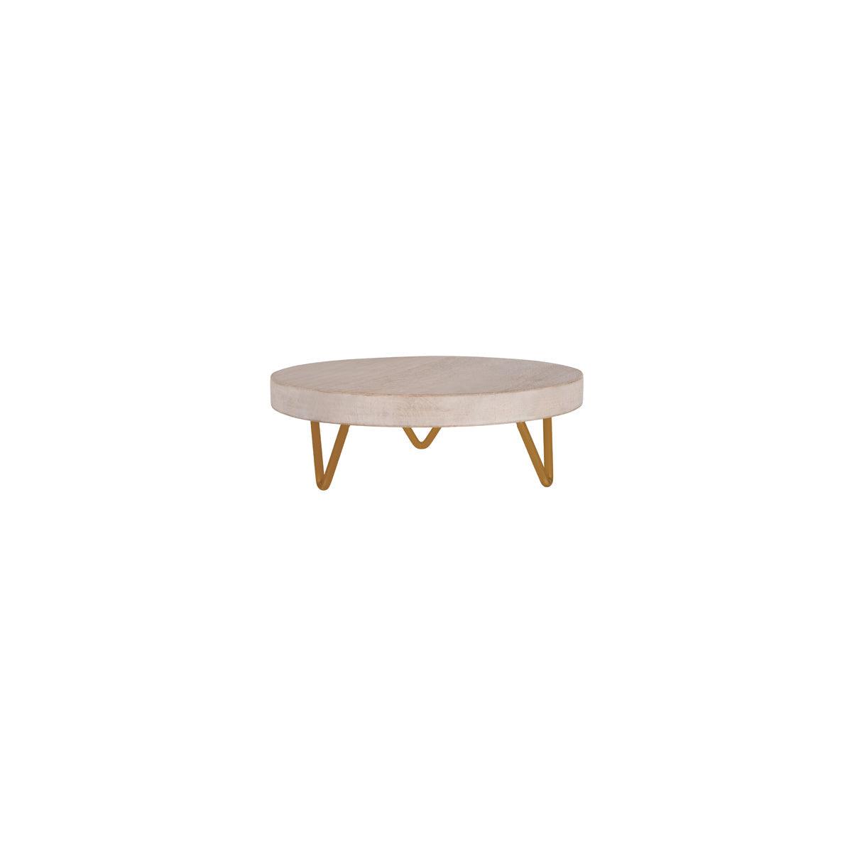 Chef Inox Serve Whitewash Mangowood Round Display Stand Metal Legs 254x90mm (Box of 4) - Kitchenly
