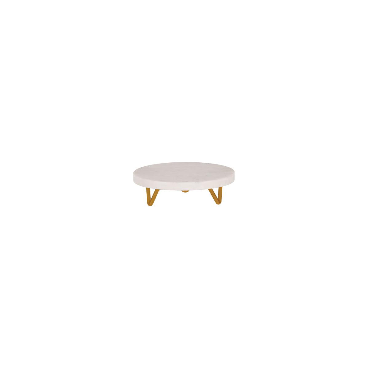 Chef Inox Serve White Marble Round Display Stand Metal Legs 200x55mm (Box of 2) - Kitchenly