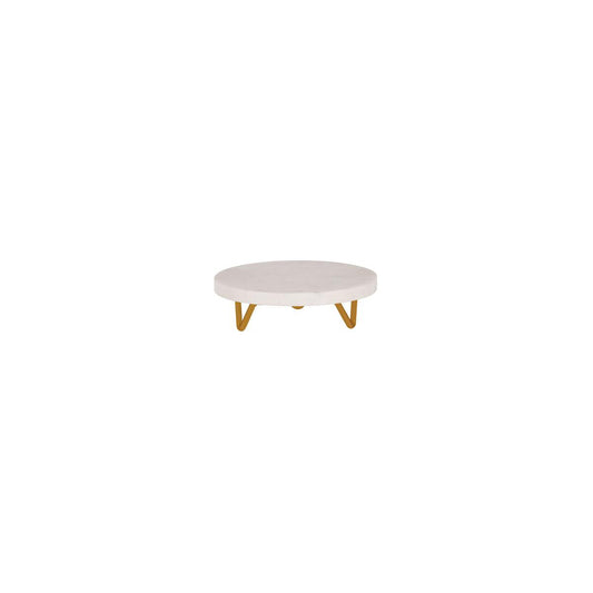 Chef Inox Serve White Marble Round Display Stand Metal Legs 200x55mm (Box of 2) - Kitchenly