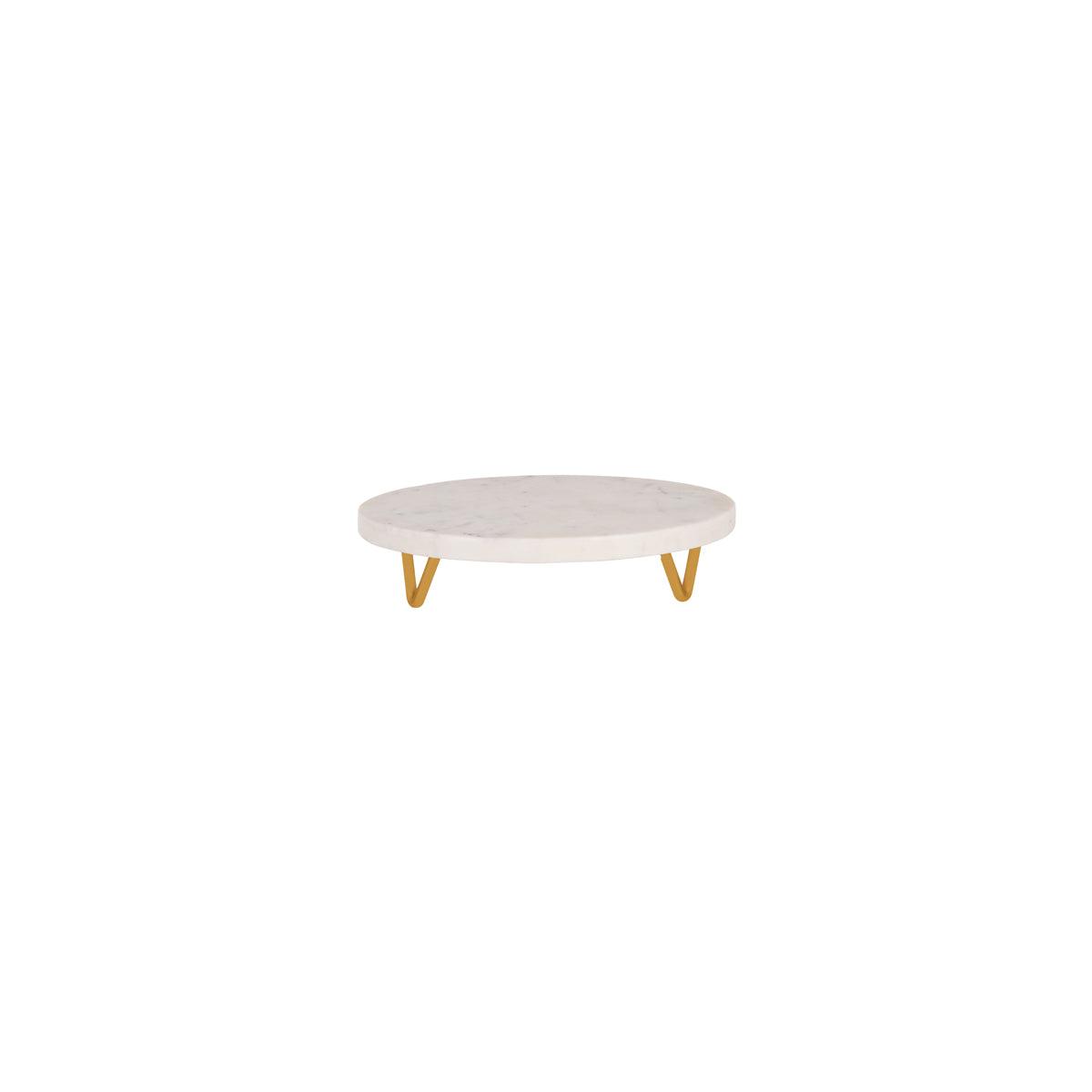 Chef Inox Serve White Marble Round Display Stand Metal Legs 230x55mm (Box of 2) - Kitchenly
