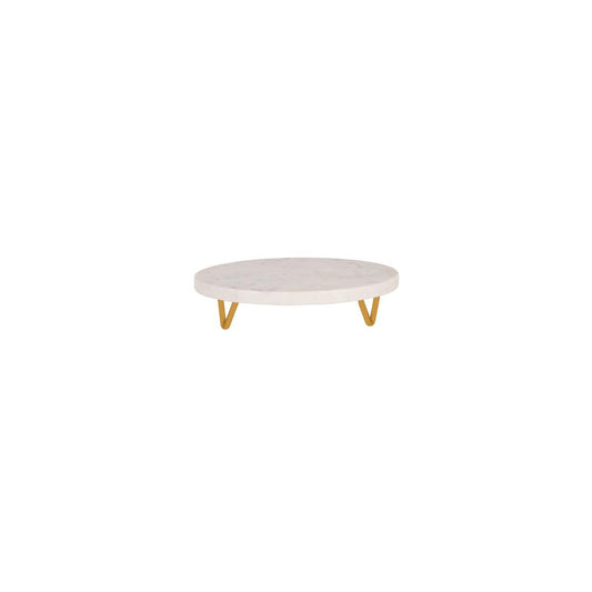 Chef Inox Serve White Marble Round Display Stand Metal Legs 230x55mm (Box of 2) - Kitchenly
