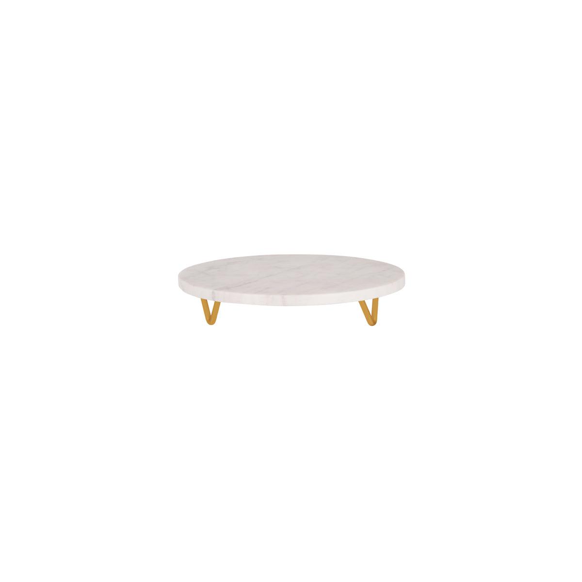 Chef Inox Serve White Marble Round Display Stand Metal Legs 300x55mm (Box of 2) - Kitchenly
