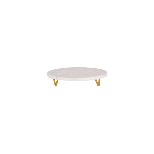 Chef Inox Serve White Marble Round Display Stand Metal Legs 300x55mm (Box of 2) - Kitchenly