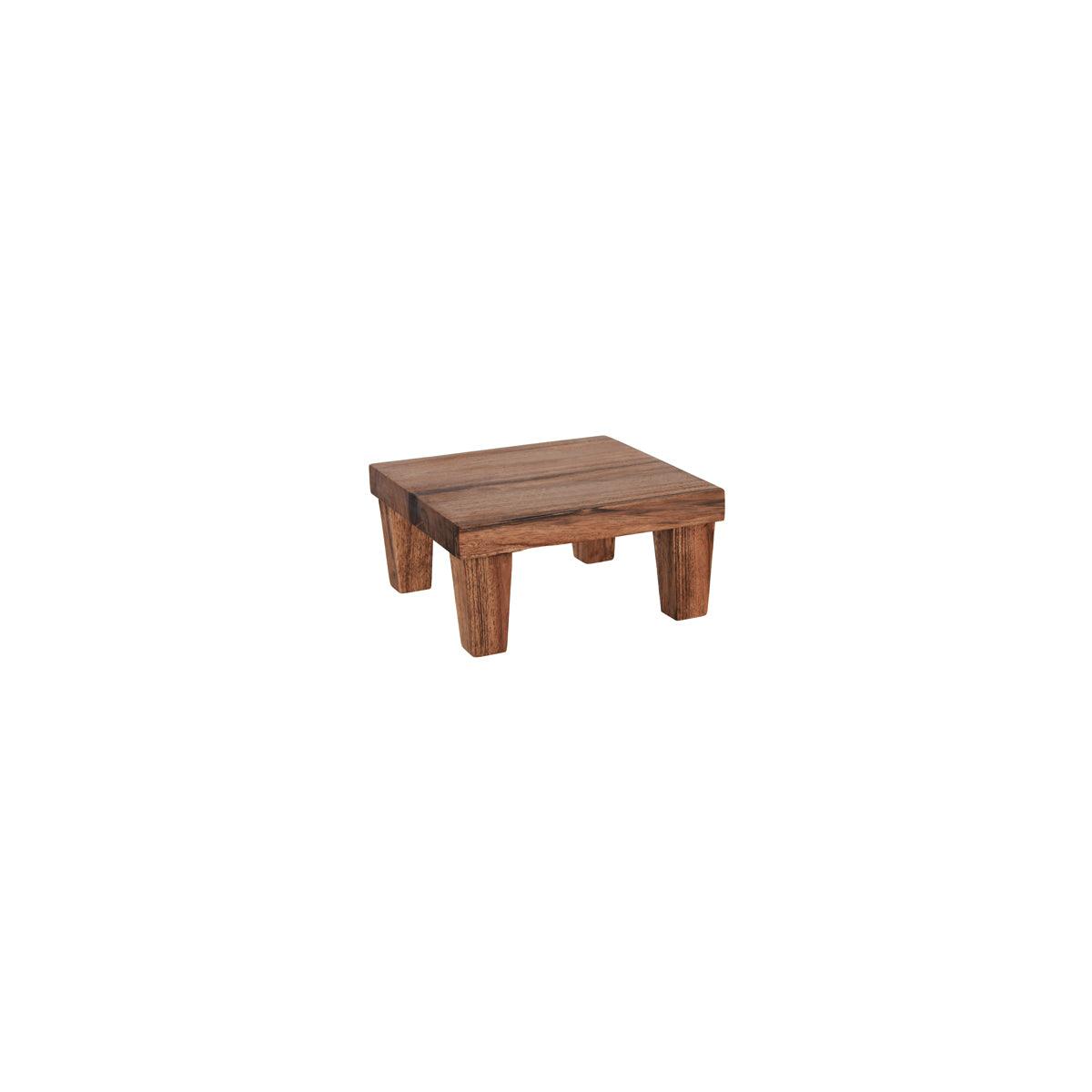 Chef Inox Serve Natural Acacia Square Stand with Legs 210x210x100mm (Box of 2) - Kitchenly