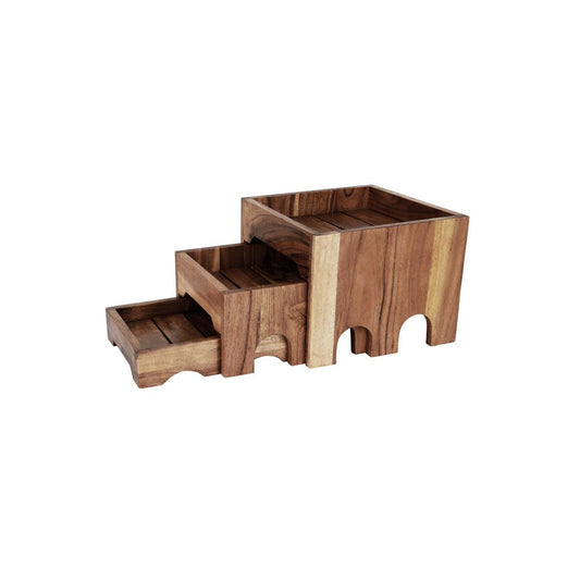 Chef Inox Serve Natural Acacia 3-Tier Nesting Buffet Riser Set - Kitchenly