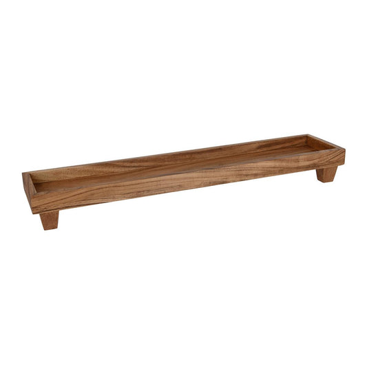 Chef Inox Serve Natural Acacia Rectangular Server with Legs 710x150x80mm (Box of 4) - Kitchenly