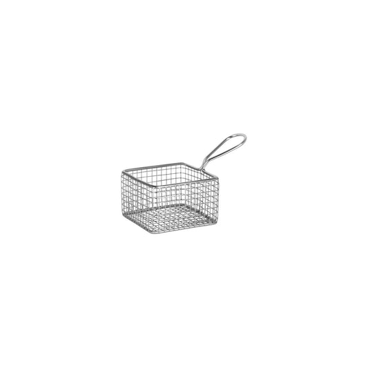 Chef Inox Wire Serving Basket Square with Handle 100x100x75mm