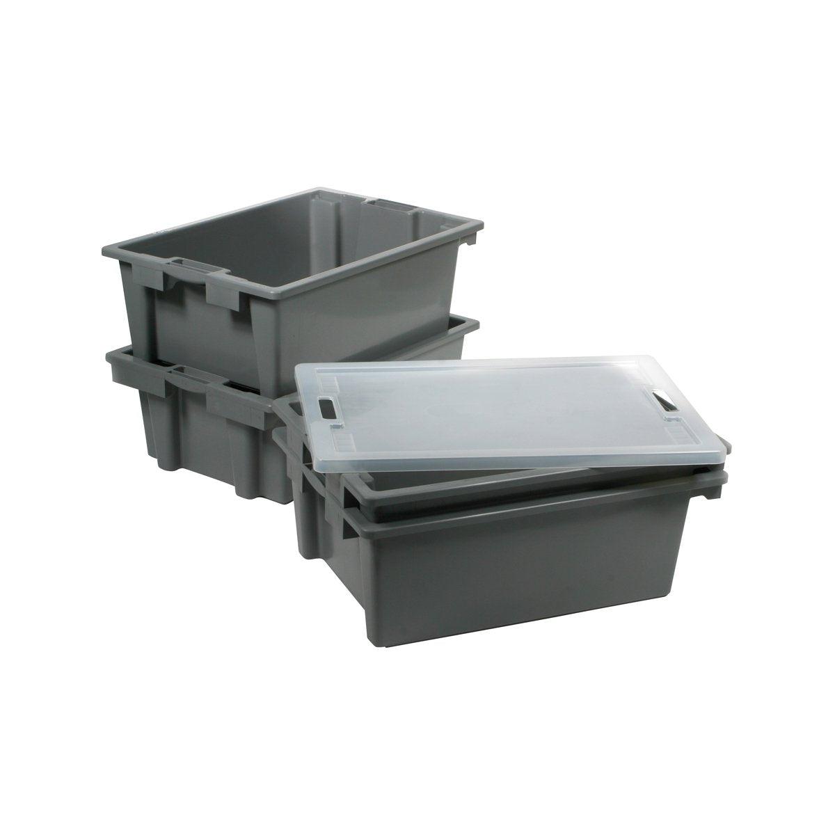 Unica Tote Box Stackable Grey Suits 9600 660x450x230mm - Kitchenly