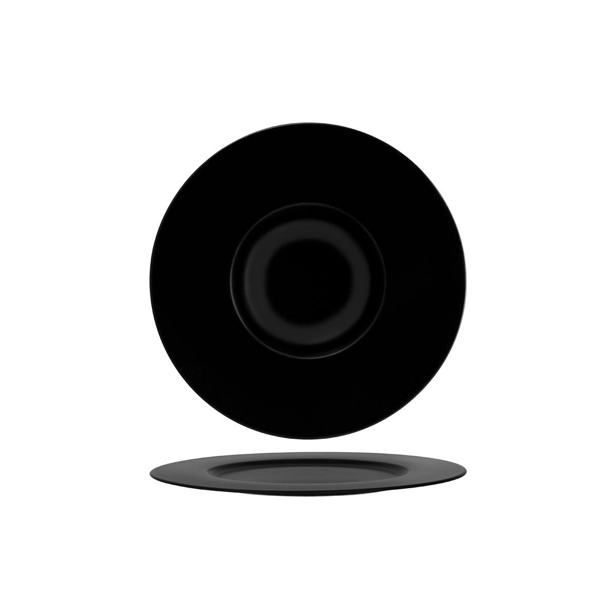 Bonna Notte Black Round Plate Wide Rim 320x32mm (Box of 6) - Kitchenly